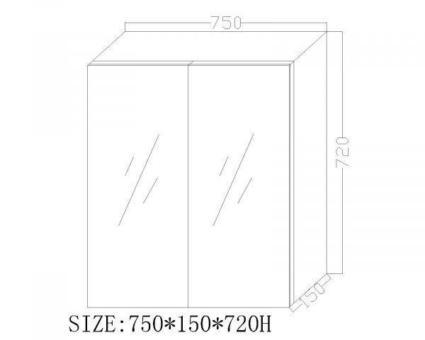Remarkable 750 Bevel Edge Mirror Cabinet - White/Black - Image 2