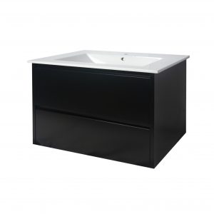 Remarkable 900 Double Drawers Wall Hung Vanity-White/Black/Royal Oak