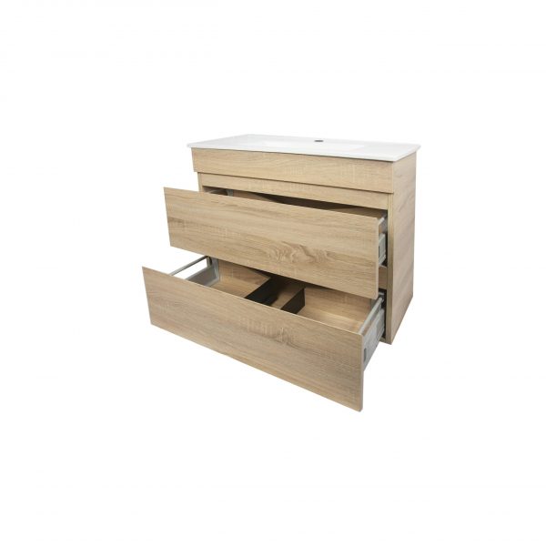 OJOS 900 Slim Wall Hung Vanity - White/Beige Grain/Caramel Mocha/Royal Oak - Image 3