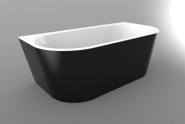 Coromandel 1500 Back To Wall Freestanding Bath in Black - Image 3
