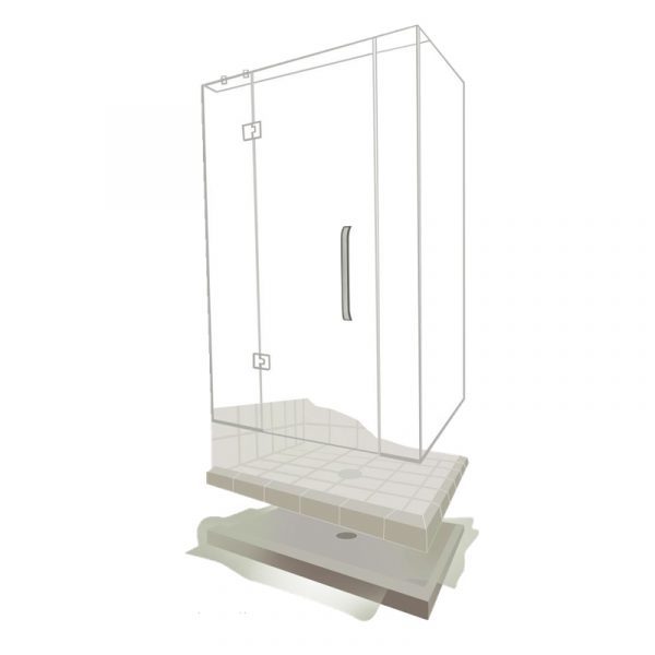 Arthur 1000X1000 Frameless Angle Corner Shower - Matt Black - Image 2