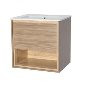 Key 600 Wall Hung Vanity - Light Oak/Dark Oak