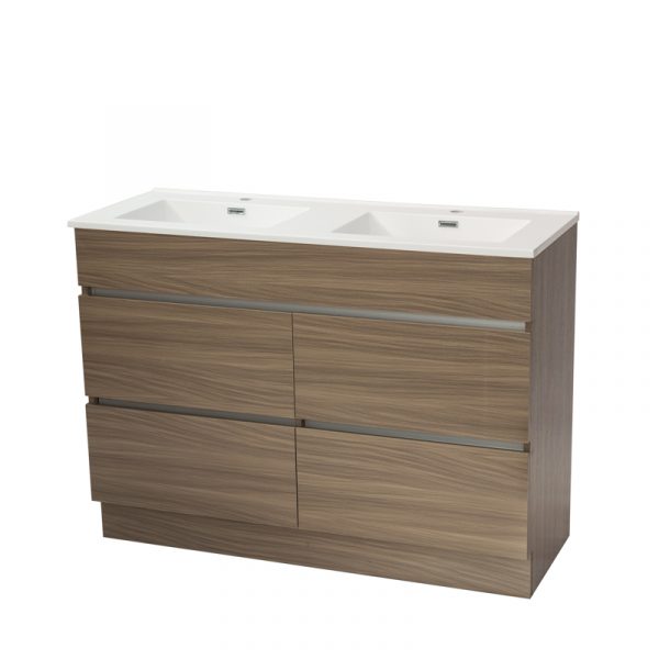 Key 1200 Double Basin Floor Standing Vanity - Dark Oak