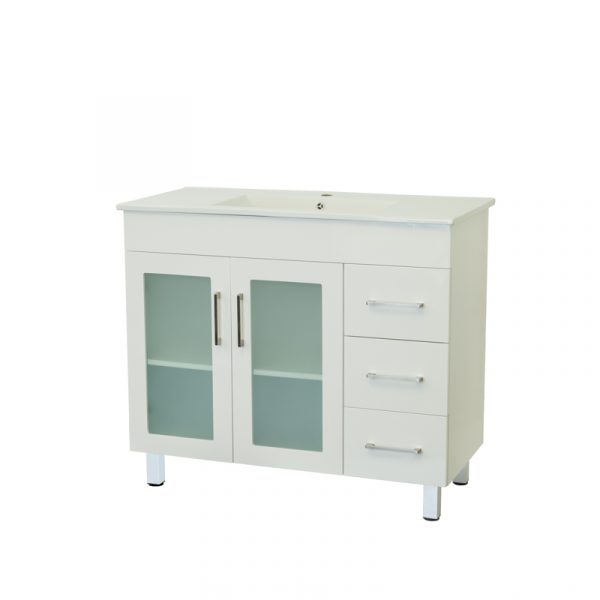 Remarkable 1000 Glass-Door  Floor Standing Vanity - White/Black