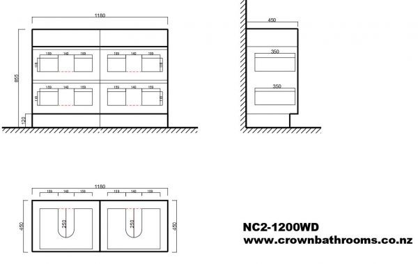 Remarkable 1200 Double Basin 4 Drawers Floor Standing Vanity-White/Black/Beige Grain/Caramel Mocha/Royal Oak - Image 2
