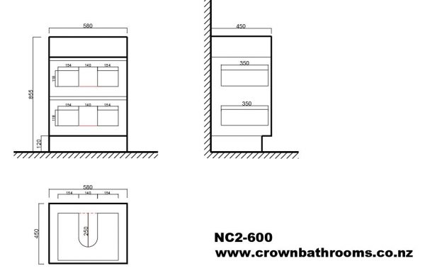 Remarkable 600 Double Drawers Floor Standing Vanity-White/Black/Beige Grain/Caramel Mocha/Royal Oak - Image 2