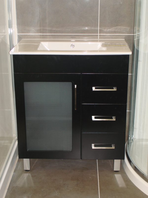 Remarkable 750 Glass-Door Floor Standing Vanity - White/Black - Image 4