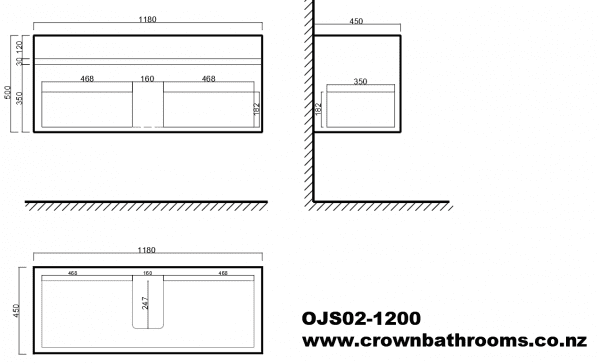 Remarkable 1200 Single Drawer Wall Hung Vanity - White/Black - Image 2