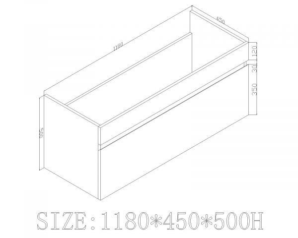 Remarkable 1200 Single Drawer Wall Hung Vanity - White/Black - Image 3