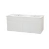 Remarkable 1200 Double Basin 2 Drawers Wall Hung Vanity - White/Black
