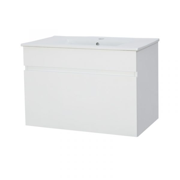 Remarkable 750 Single Drawer Wall Hung Vanity - White