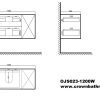 Remarkable 1200 Double Drawers Wall Hung Vanity-White/Black/Royal Oak - Image 2
