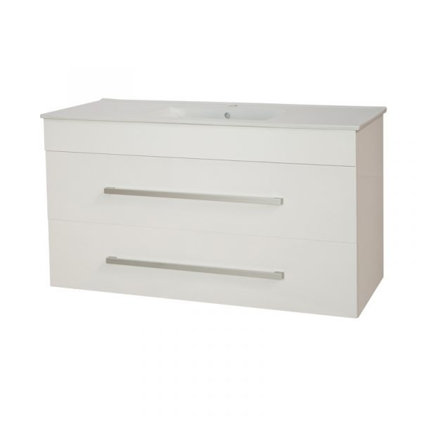 OJOS 1200 Double Drawers Wall Hung Vanity - White/Black