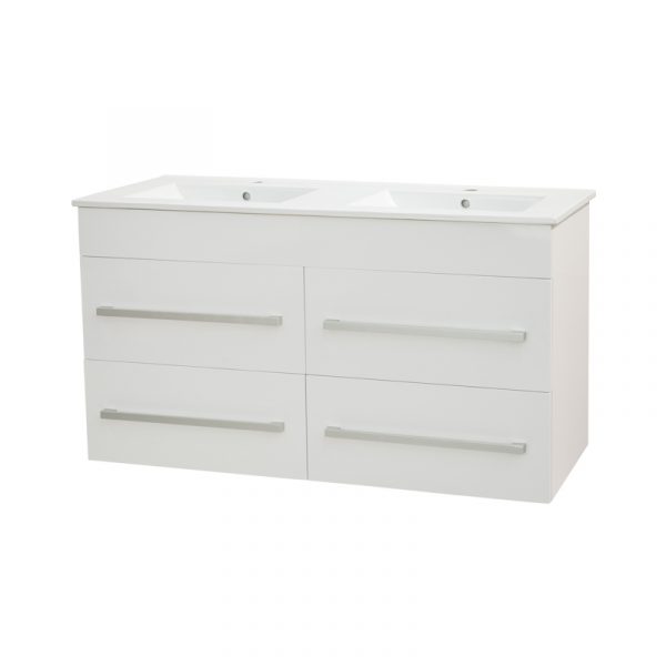 OJOS 1200 4Drawers Double Basin Wall Hung Vanity - White/Black