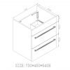 OJOS 750 Double Drawers Wall Hung Vanity - White/Black - Image 3