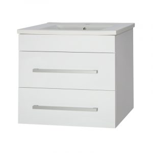 OJOS 750 Double Drawers Wall Hung Vanity - White/Black