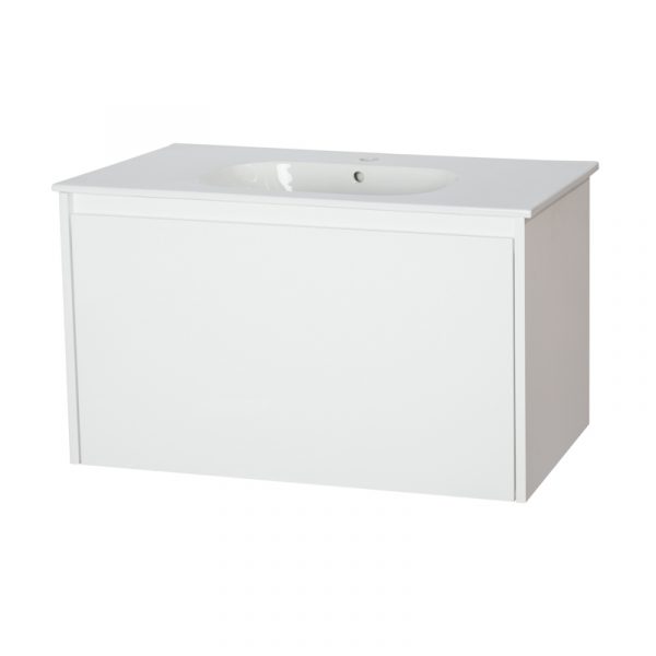 Wanaka 900 Two Drawers Wall Hung Vanity - White/White Oak/Dark Oak