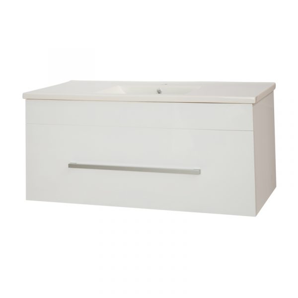 OJOS 1200 Single drawer PVC Wall Hung Vanity - White/Black