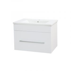 OJOS 600 Single drawer PVC Wall Hung Vanity - White/Black