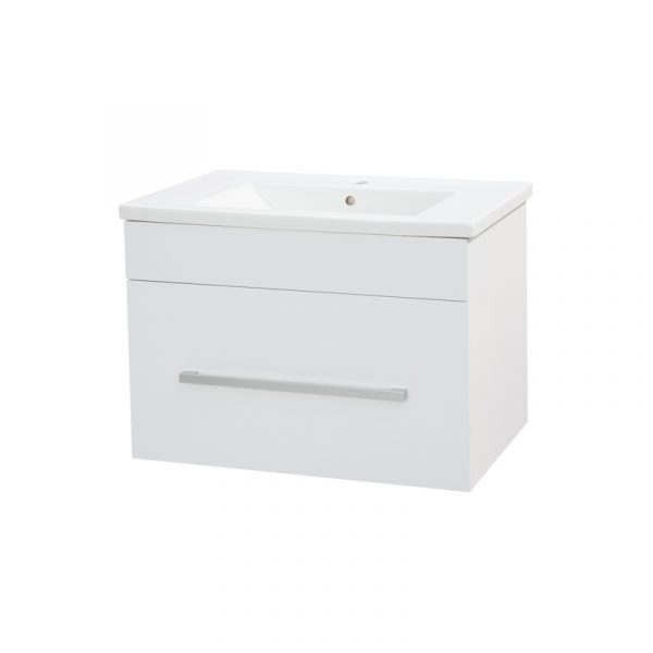 OJOS 600 Single drawer PVC Wall Hung Vanity - White/Black