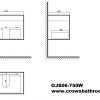 OJOS 750 Single drawer PVC Wall Hung Vanity - White/Black - Image 2