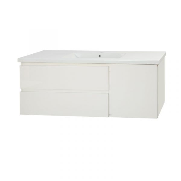 Wanaka 1200 Wall Hung Vanity - White/Dark Oak/White Oak