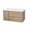 Wanaka 900 Wall Hung Vanity - White/Dark Oak/White Oak/Blackened Teak - Image 3