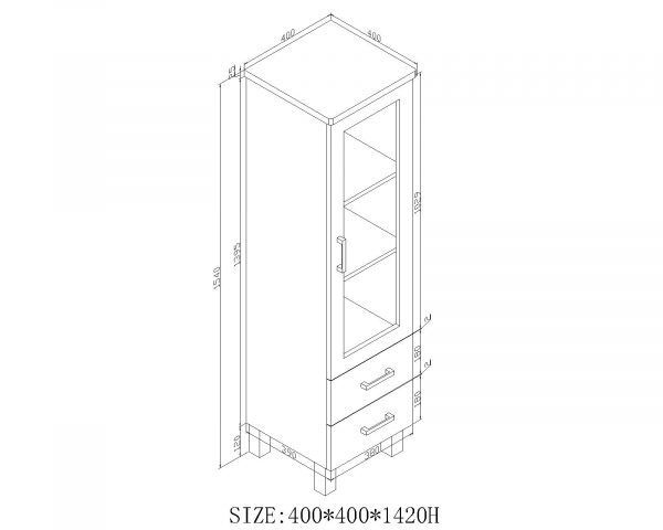 Remarkable 1545 Floor Standing Tall Cabinet - White/Black - Image 2