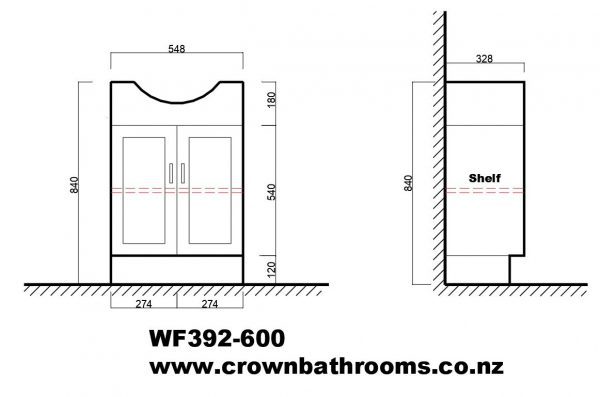 Renwick 600 Glass Door Floor Standing Vanity - Black - Image 2