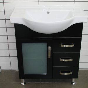 Renwick 750 Glass Door Floor Standing Vanity - Black