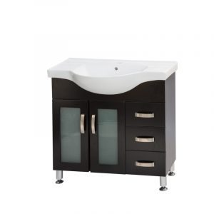 Renwick 900 Glass Door Floor Standing Vanity - Black