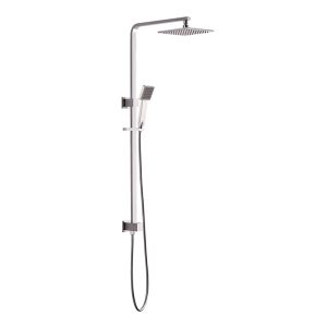 Remarkable Square Shower Column with Brass Shower Head in Bottom Inlet