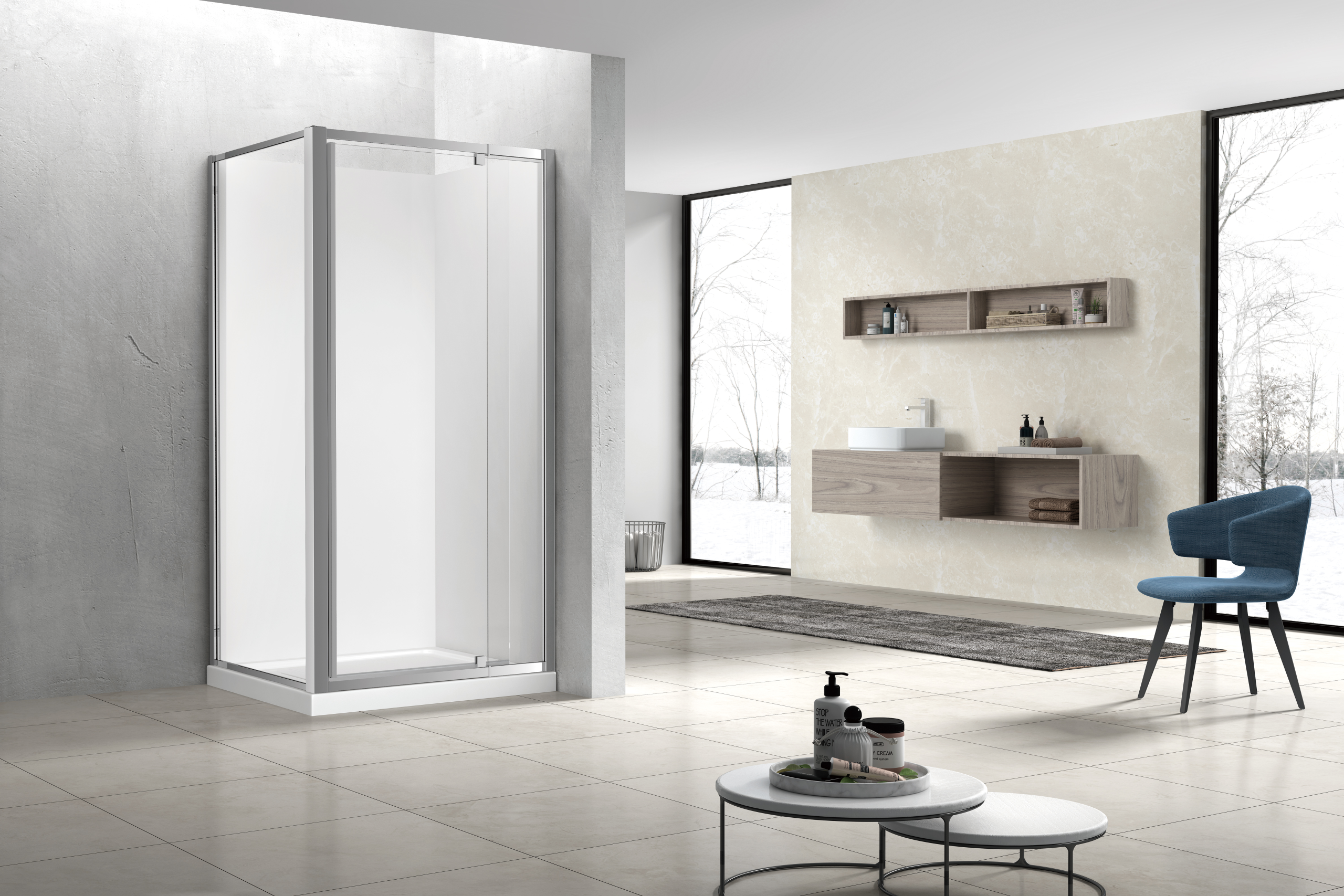 Milford 900X900 Corner Pivot Door Square Shower In Chrome - Image 3