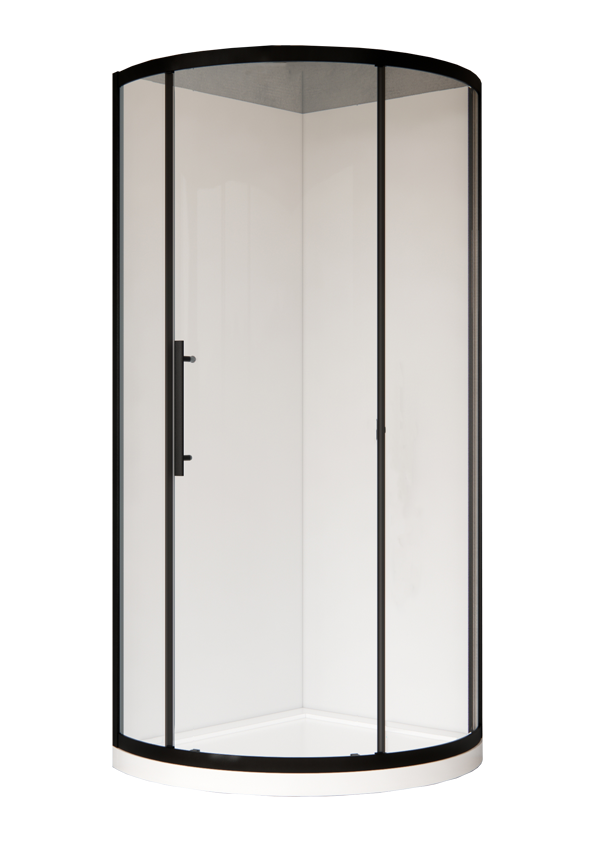 Coromandel 830X830 Corner Single Sliding Door Round Shower in Matte Black Extra Height