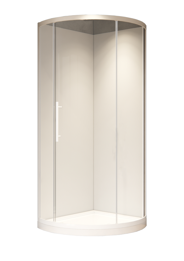 Coromandel 940X940 Corner Single Sliding Door Round Shower in White Extra Height