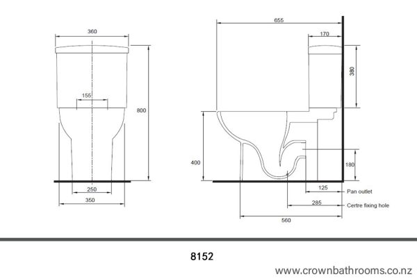 Blanc Rimless P Trap Close Coupled Toilet Suite - Image 2