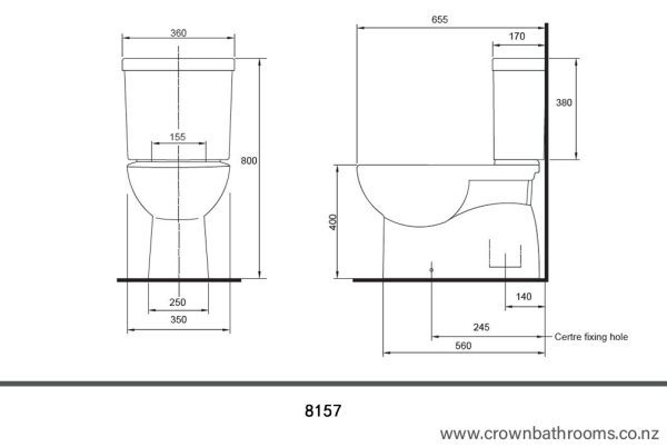 Blanc Rimless S Trap Close Coupled Toilet Suite - Image 2