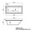 1670X750 Bath Tub with 15mm Upstand - Image 2