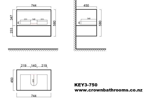 Key II 750mm 1Dr WH Plywood Vanity - White/Royal Oak - Image 3
