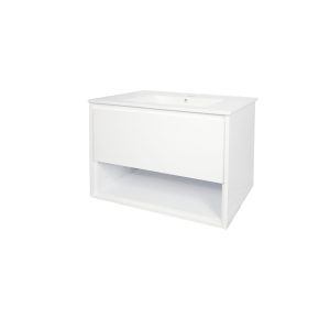 Key II 750mm 1Dr WH Plywood Vanity - White/Royal Oak