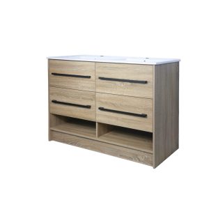 Key II 1200mm Double Basins 4Dr Floorstanding Plywood Vanity - White/Royal Oak