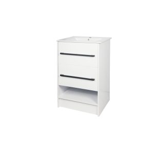 Key II 600mm 2Dr  Floorstanding Plywood Vanity - White/Royal Oak
