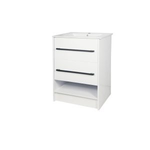 Key II 750mm 2Dr  Floorstanding Plywood Vanity - White/Royal Oak