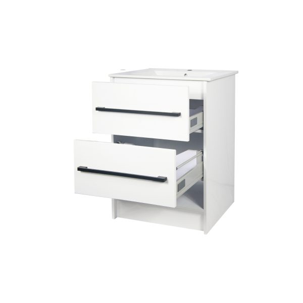 Key II 750mm 2Dr  Floorstanding Plywood Vanity - White/Royal Oak - Image 2