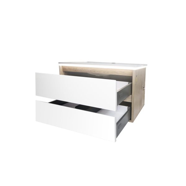 Wanaka 1200 Double Drawers Wall Hung Vanity with Led Lighting - Image 3