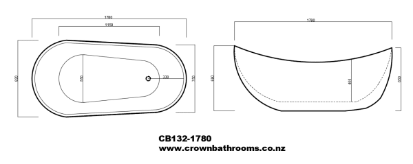 Franz II 1780mm Luxury Freestanding Bath - Image 2