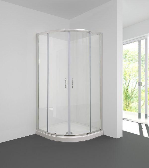 BLANC HD 1000X1000 Corner Double Sliding Doors Round Shower in Chrome - Image 2
