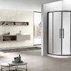 Coromandel 1000X1000 Corner Double Sliding Doors Round Shower in Black - Extra High - Image 2
