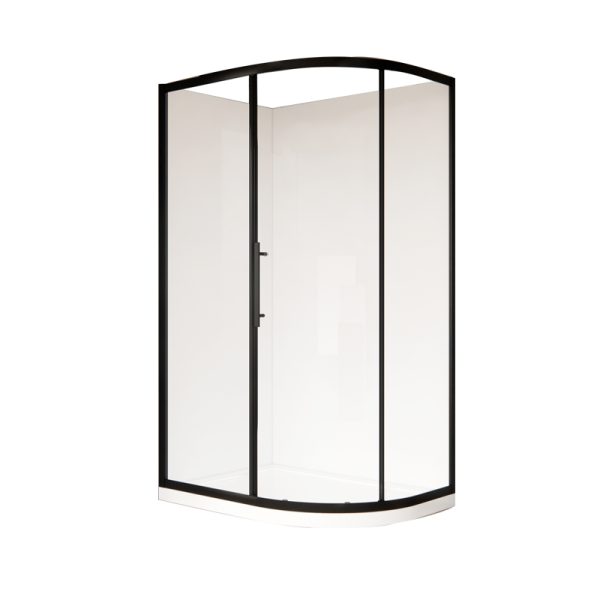 Coromandel 1000X800 Corner Single Sliding Door Round Shower in Black (Left/Right) - Extra High