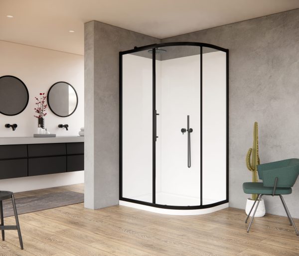 Coromandel 1000X800 Corner Single Sliding Door Round Shower in Black (Left/Right) - Extra High - Image 2